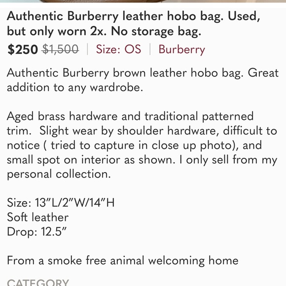 Authentic Burberry leather hobo bag. Used, but only worn 2x. No storage bag. - Picture 12 of 13